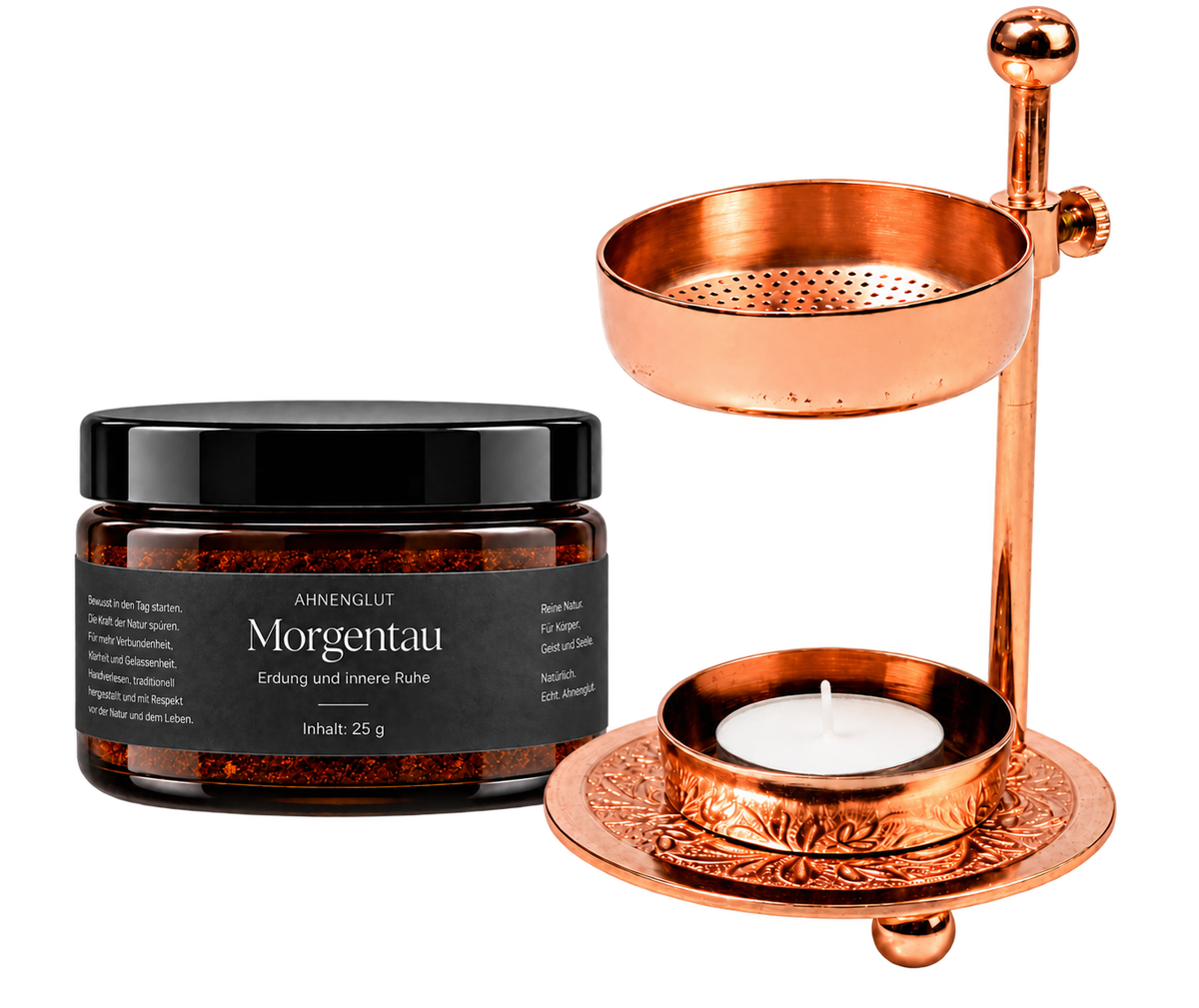 Räucher-Starter-Set für innere Ruhe und Harmonie mit Stövchen in Roségold