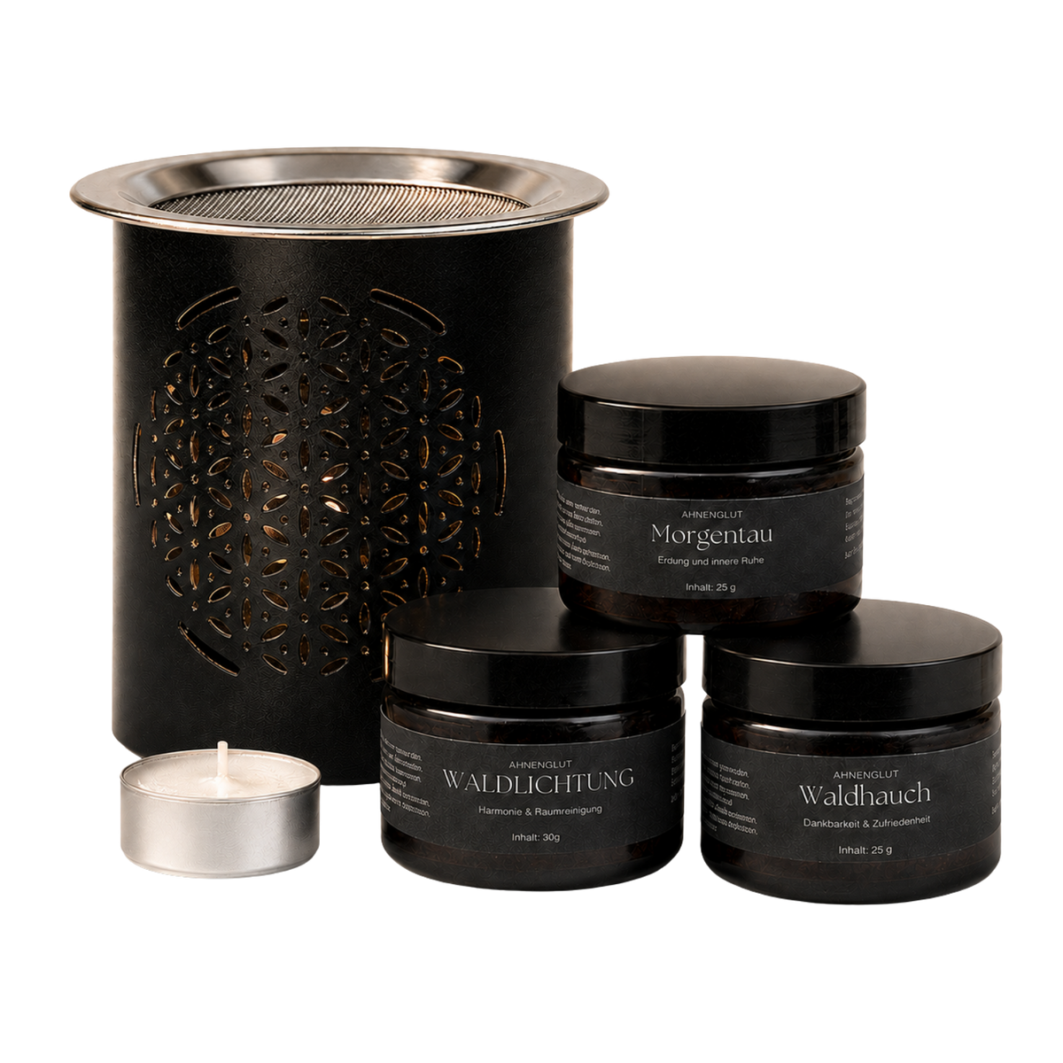 Räucher-Starter-Set mit Stövchen „Blume des Lebens“
